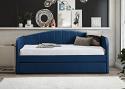 Velvet Upholstered Fabric Finish Day Bed in Blue 2